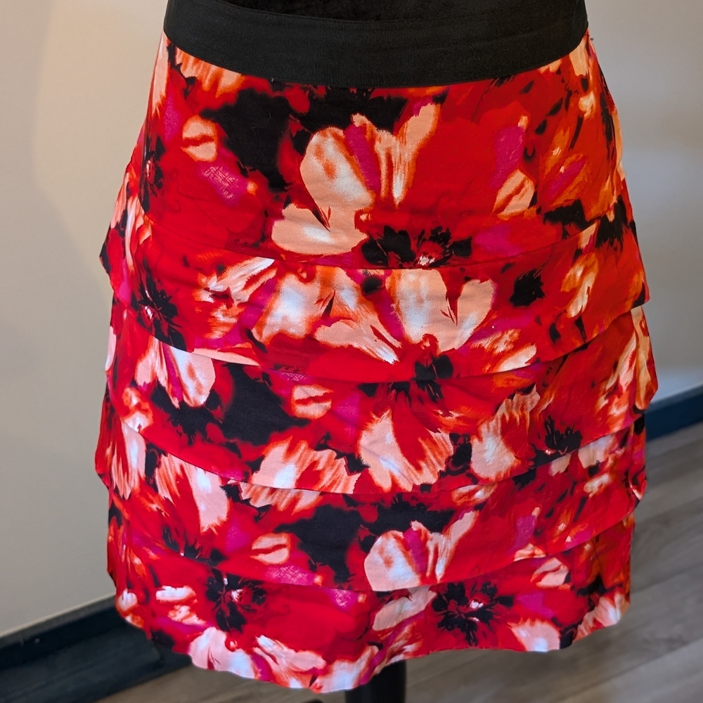 Floral Red and Black Women's Skirt